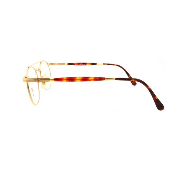 Authentic Alain Delon 3037 A 2 80s Vintage Matte Gold Round Metal Eyeglasses - N